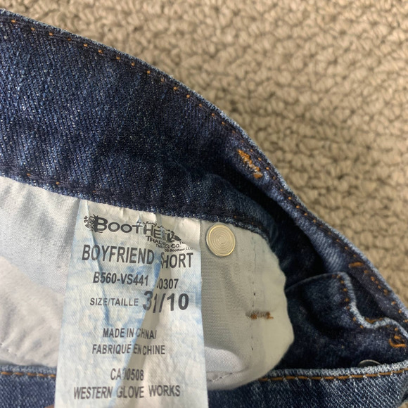 Bootheel Womens Shorts‎ Size 31/10 Blue Dark Wash Denim Boyfriend Mid Rise - Picture 11 of 12